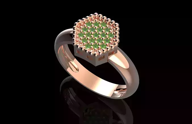 Fashion Octagonal Ring With Brilliants 3D Print Model