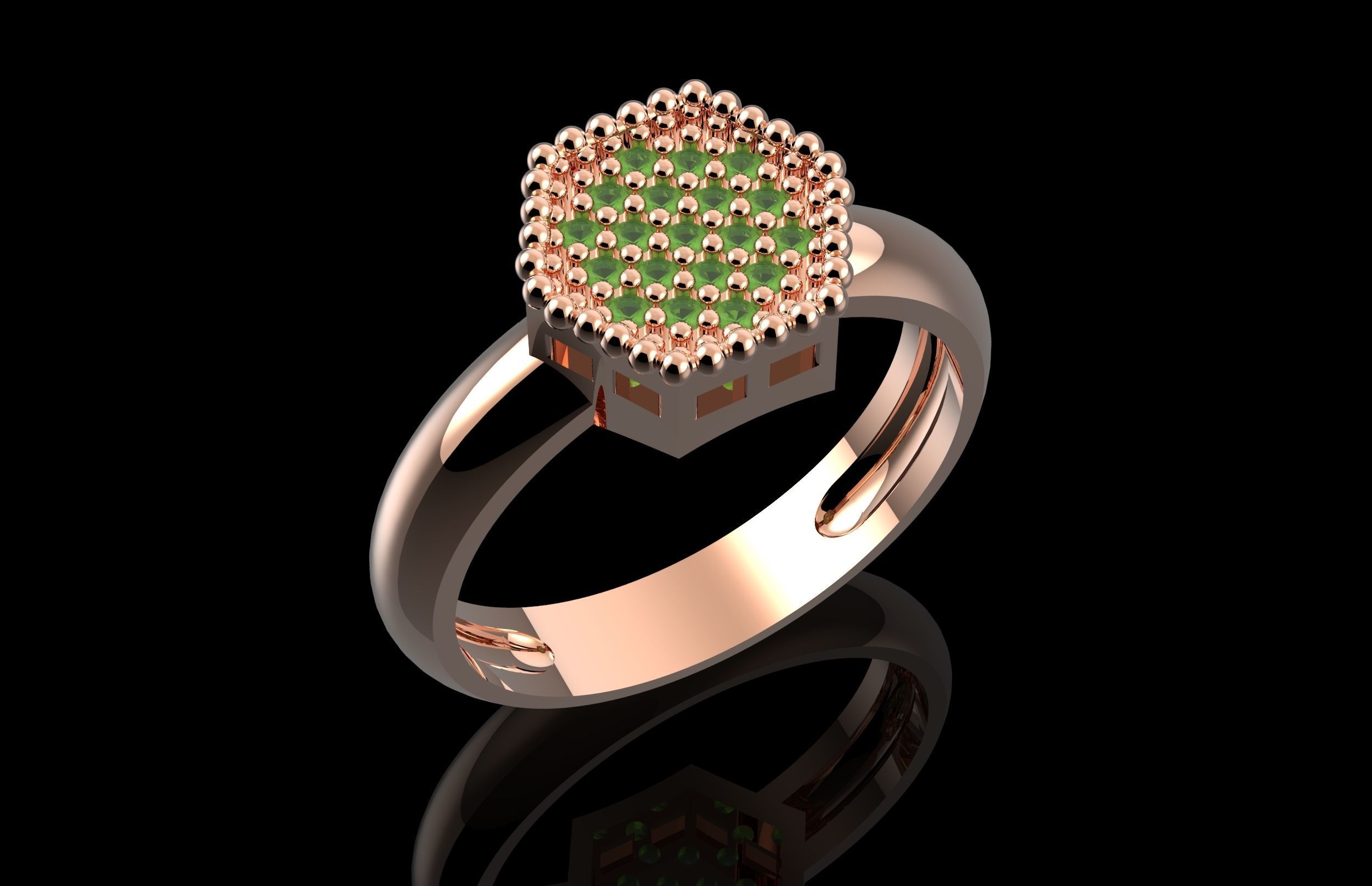 Fashion Octagonal Ring With Brilliants 3D Print Model 3D print model_1