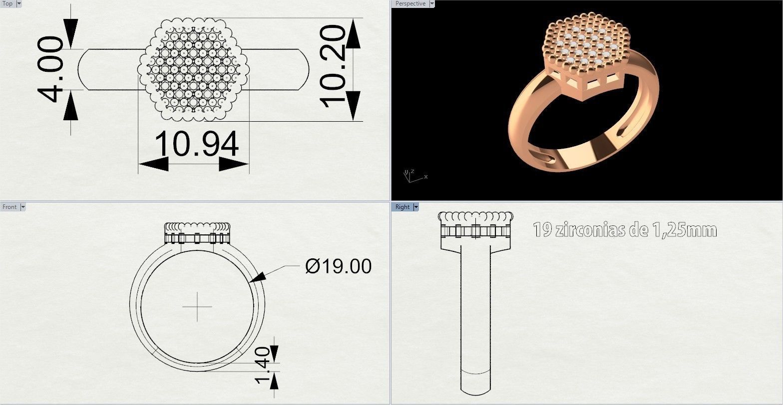Fashion Octagonal Ring With Brilliants 3D Print Model 3D print model_6