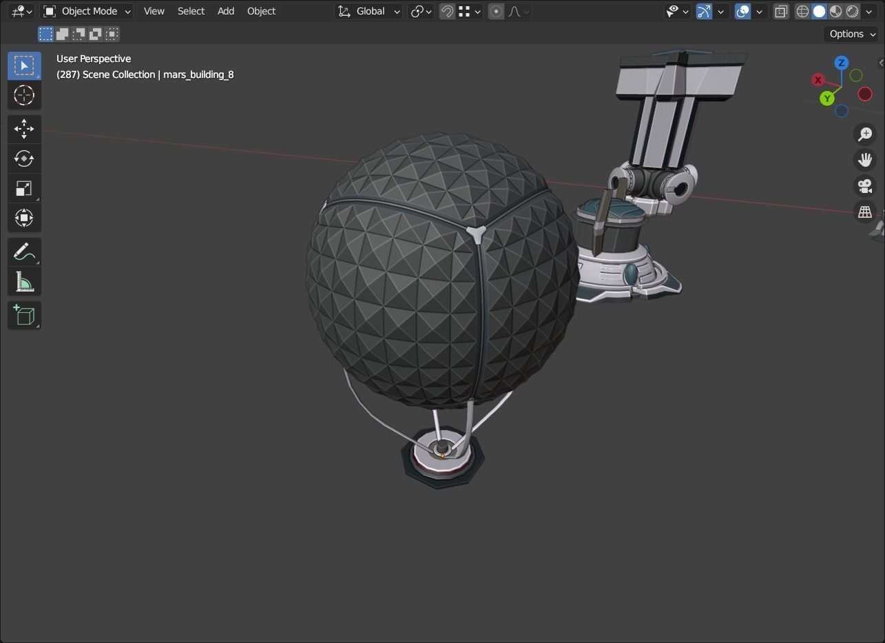 Stylized Space Buildings Colony Low-poly 3D model_16