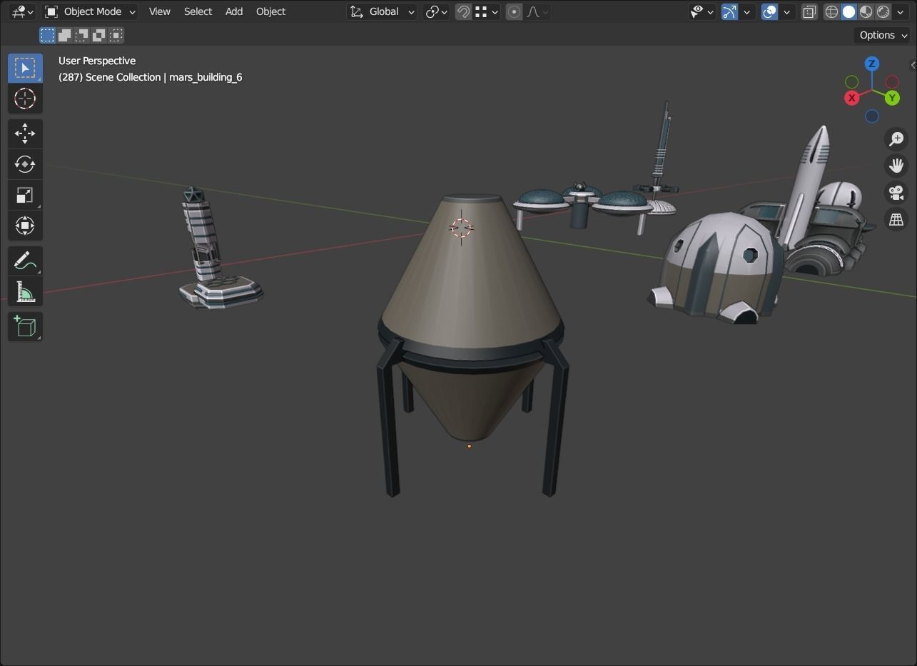 Stylized Space Buildings Colony Low-poly 3D model_11