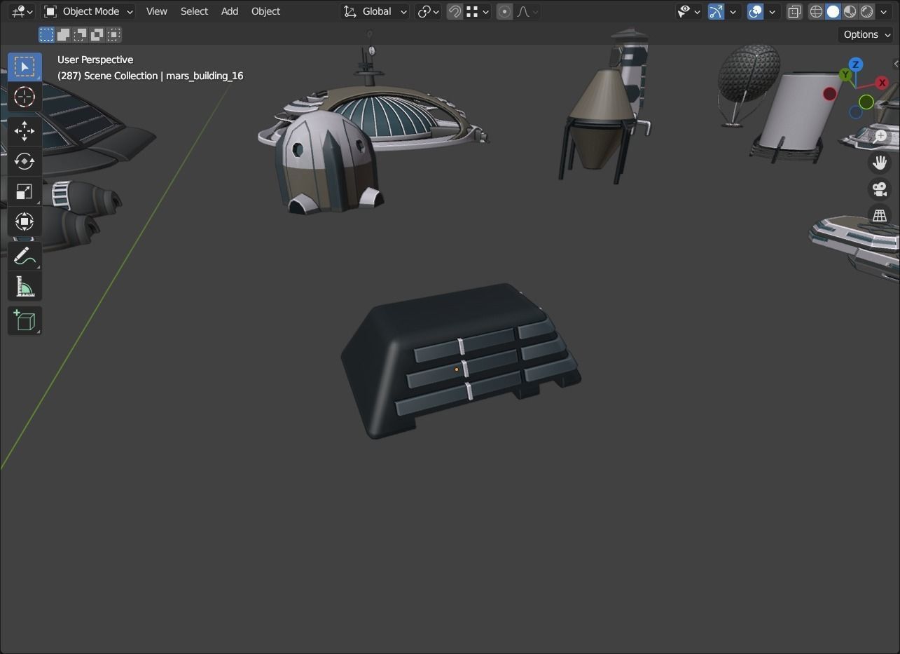 Stylized Space Buildings Colony Low-poly 3D model_6