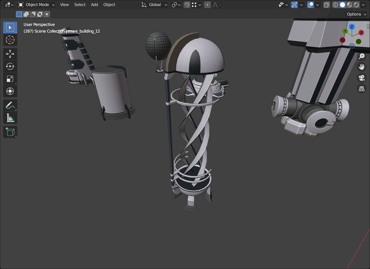 Stylized Space Buildings Colony Low-poly 3D model_8
