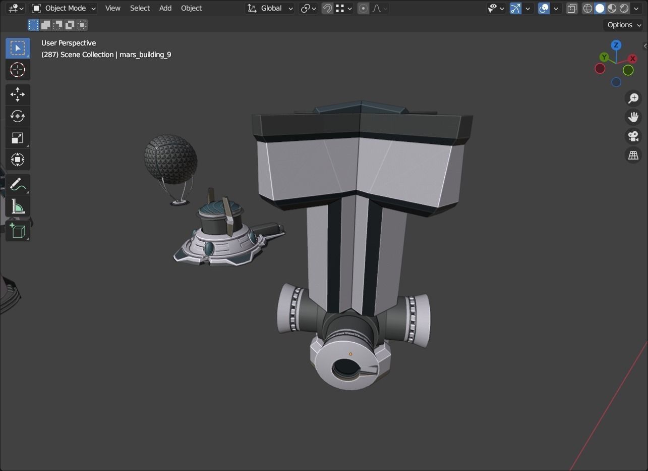 Stylized Space Buildings Colony Low-poly 3D model_12