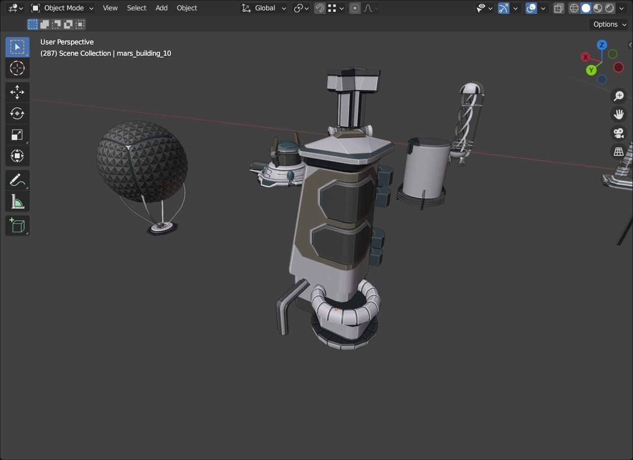 Stylized Space Buildings Colony Low-poly 3D model_19