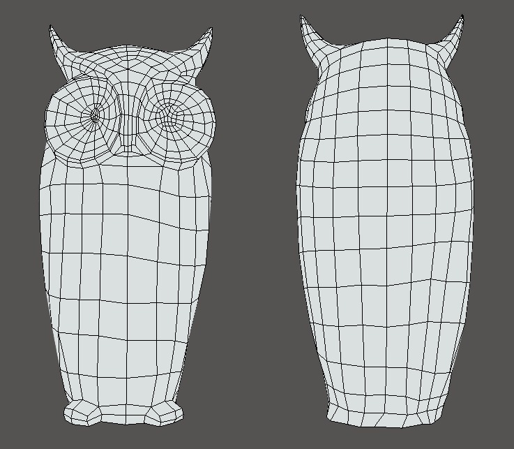 Wood owl Low-poly 3D model_2