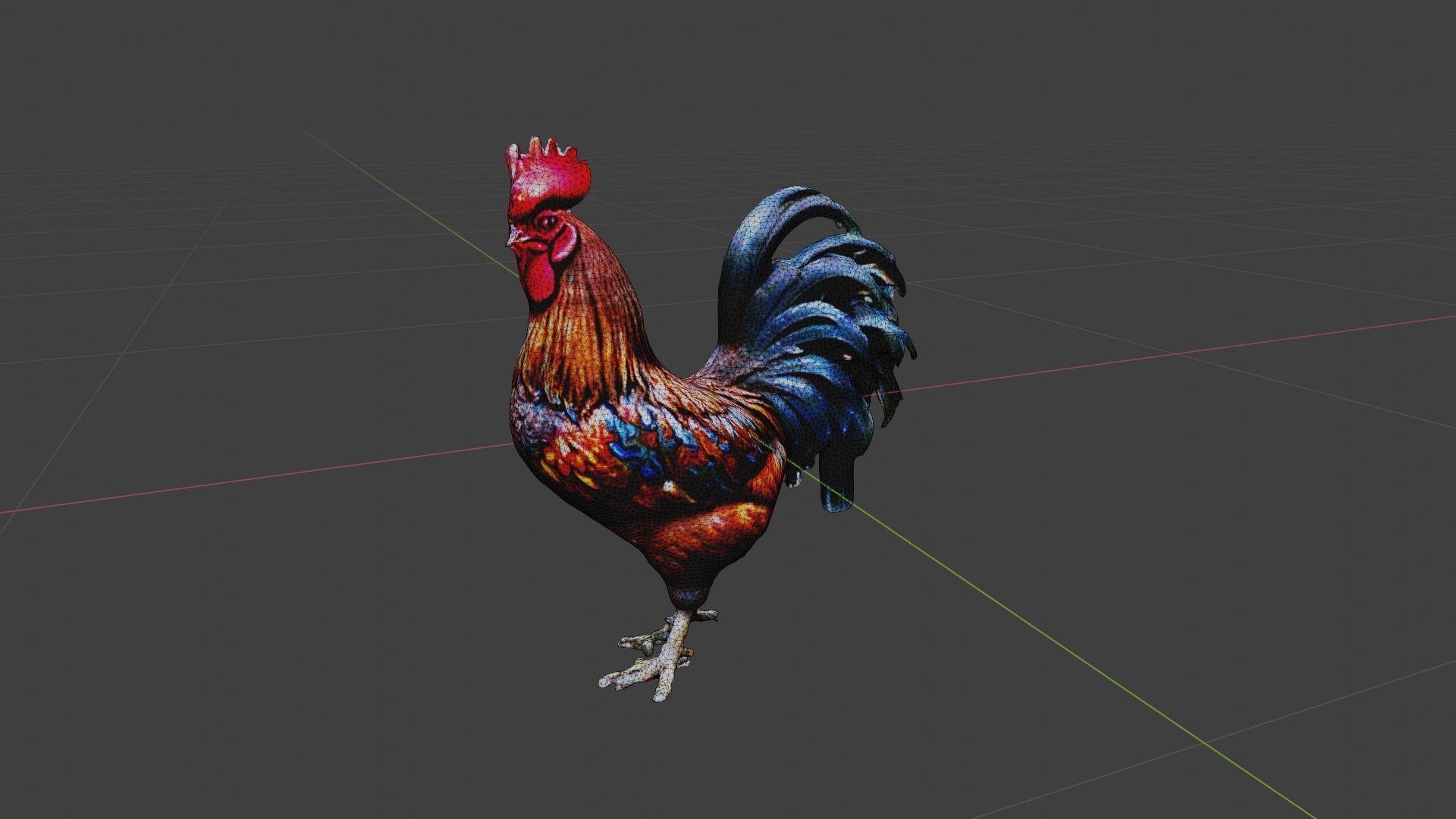 Rooster Animal Low-poly 3D model_7