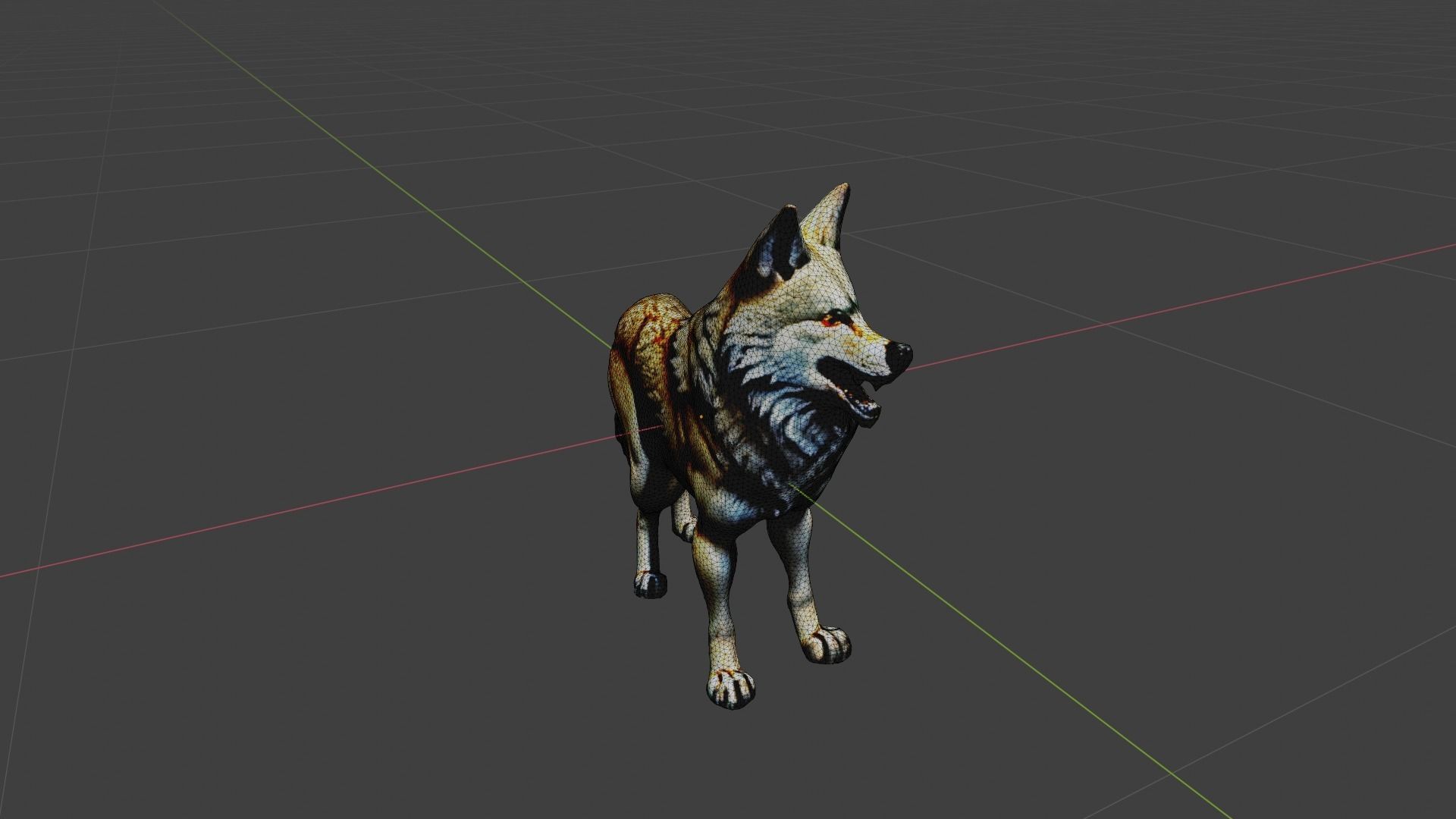 Wolf Animal Low-poly 3D model_7