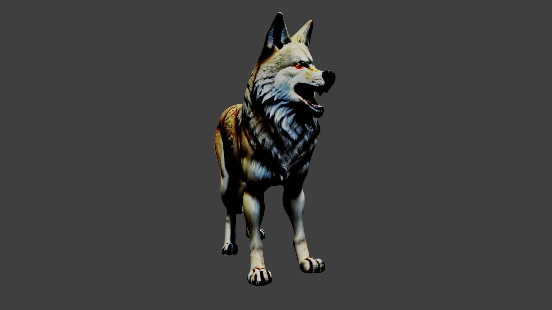 Wolf Animal Low-poly 3D model_1