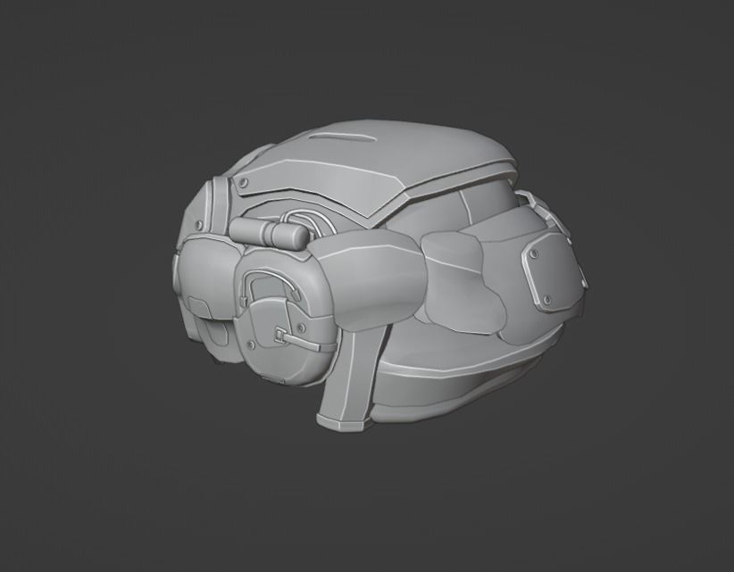 Sci-fi Marauder helmet Low-poly 3D model_1