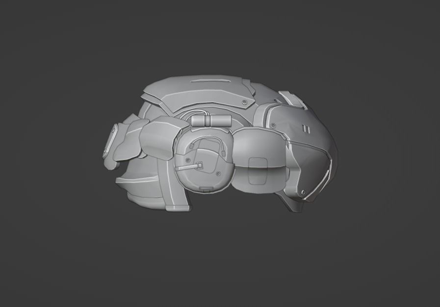 Sci-fi Marauder helmet Low-poly 3D model_2