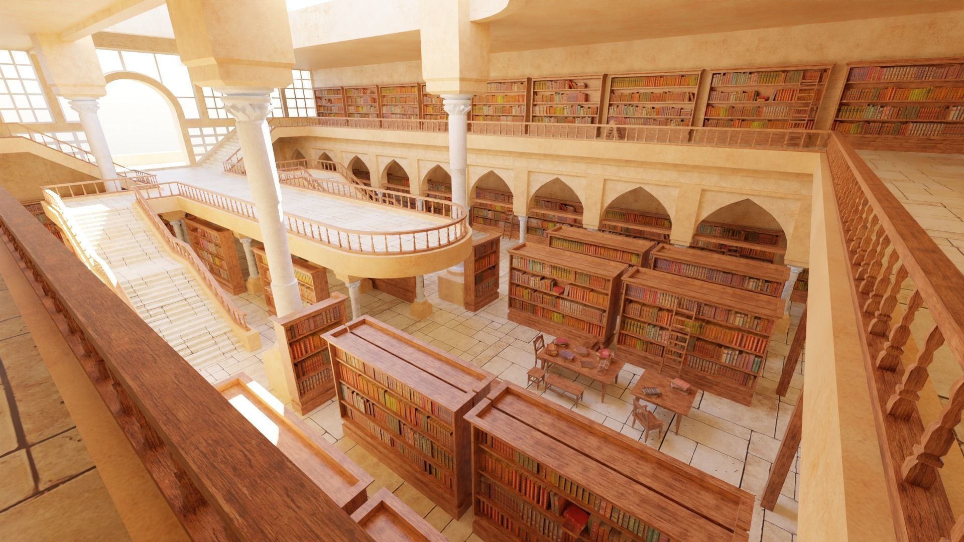 ancient desert library 3D model_4