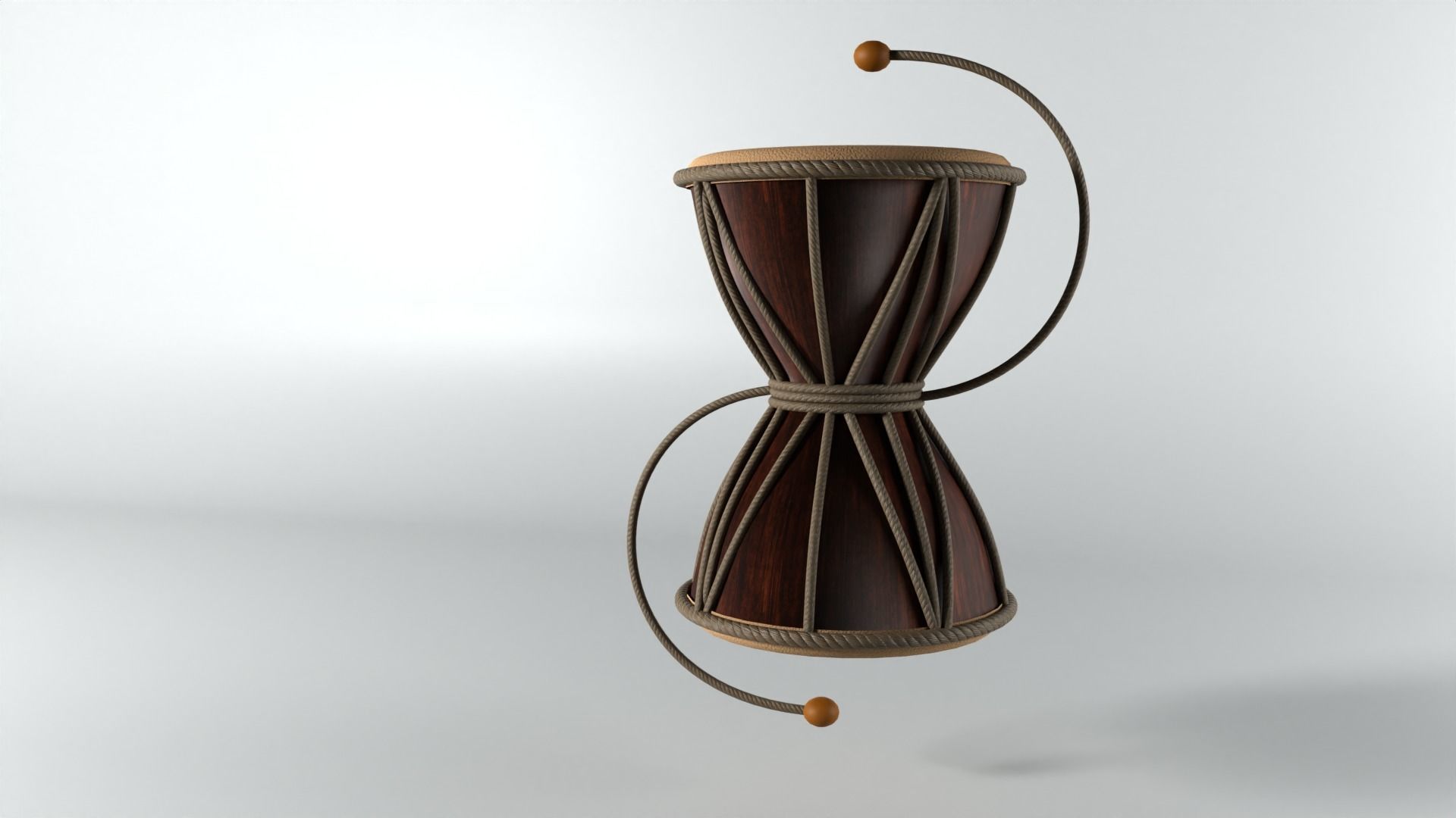 Damaru Low-poly 3D model_2