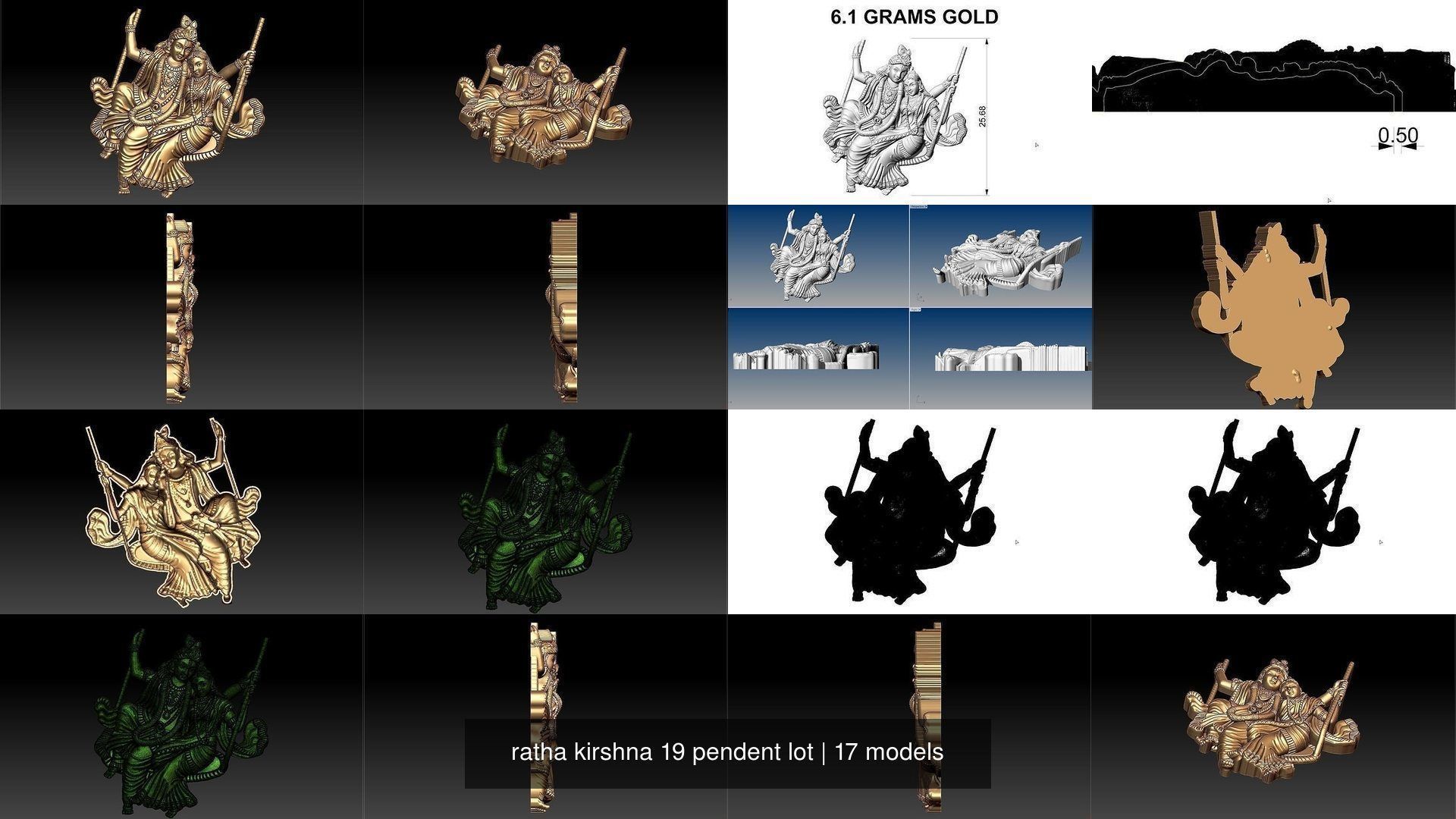 ratha kirshna 19 pendent lot 3D Model Collection_4