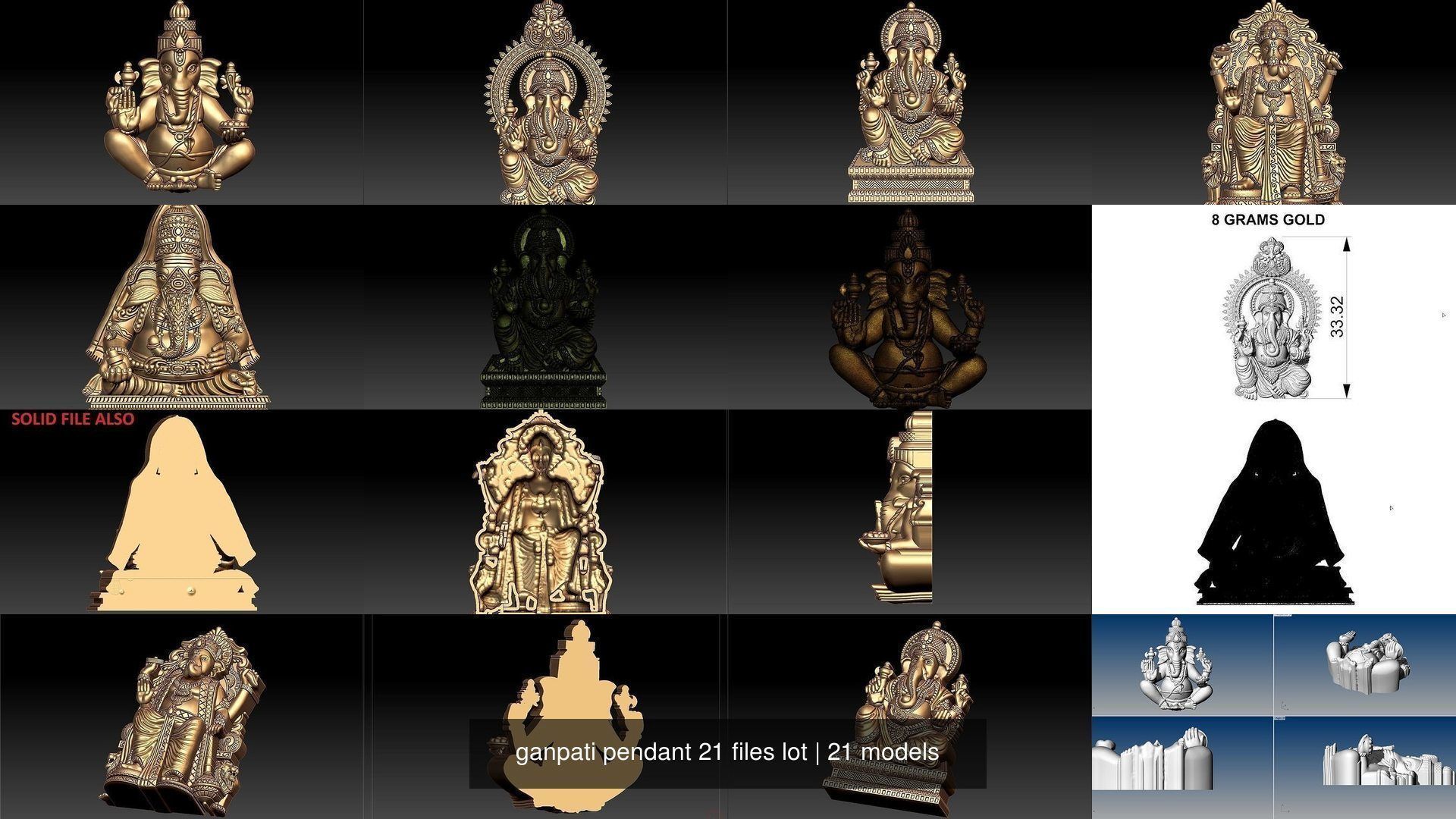ganpati pendant 21 files lot 3D Model Collection_2