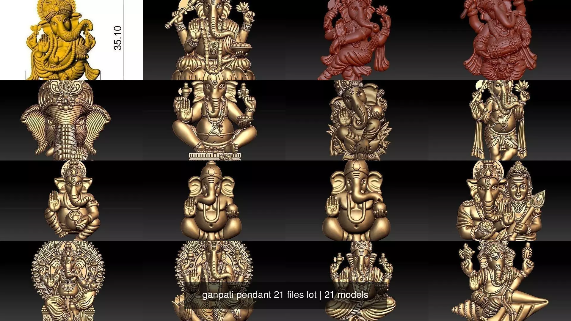ganpati pendant 21 files lot 3D Model Collection_0