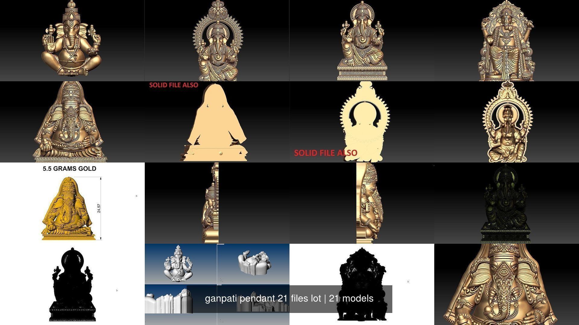 ganpati pendant 21 files lot 3D Model Collection_3