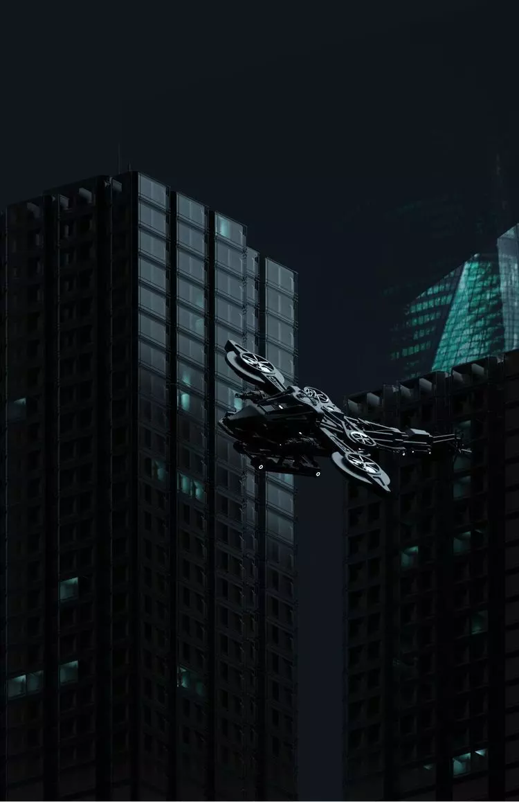 sci-fi seen whit aircraft 3D model