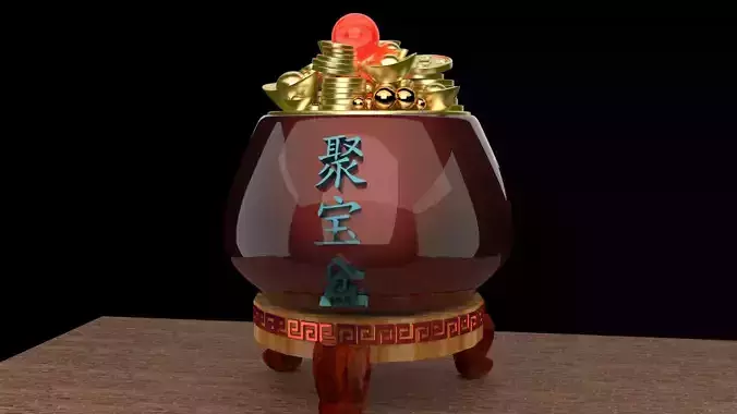 Chinese gold Ingot pot 