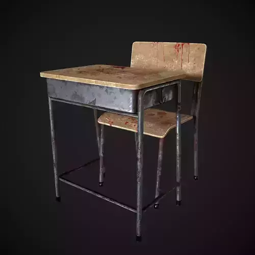 School Table and Chair - 3D Model Low-poly 3D model