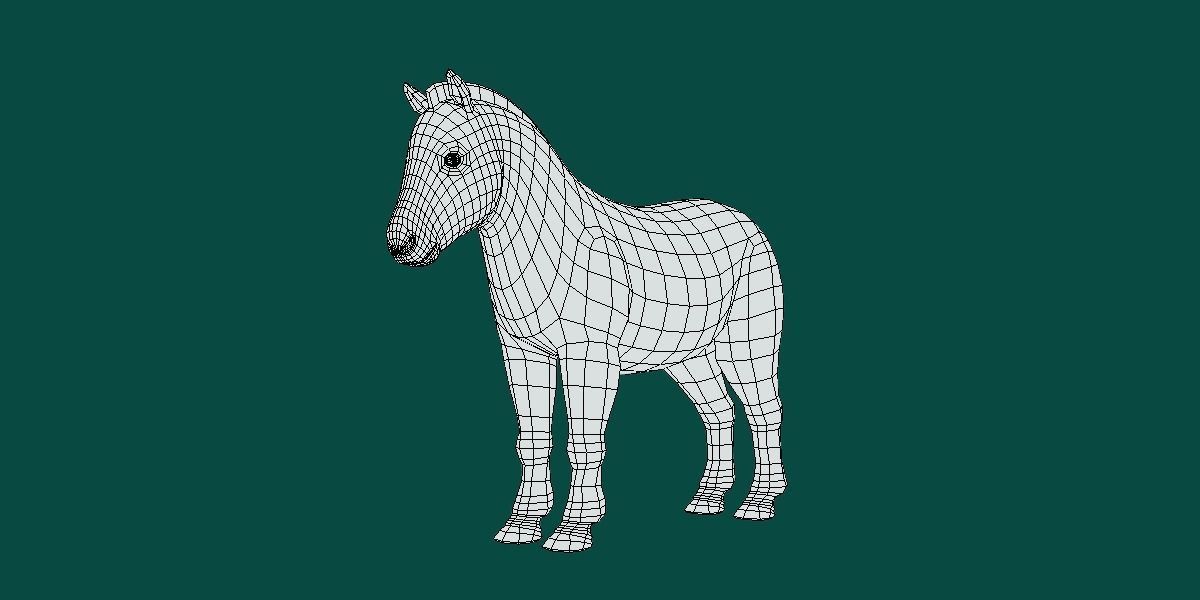Pony Small Horse Animal Low-poly 3D model_12