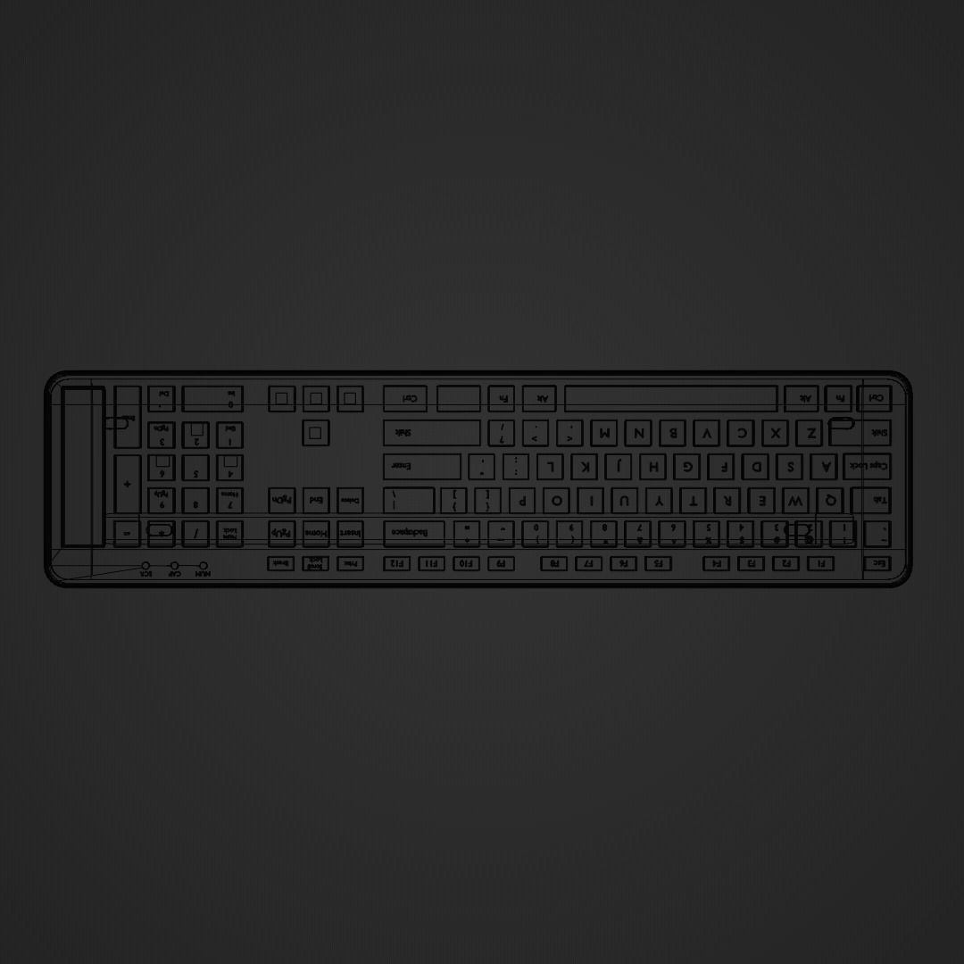 Black Plastic Keyboard 3D model_8