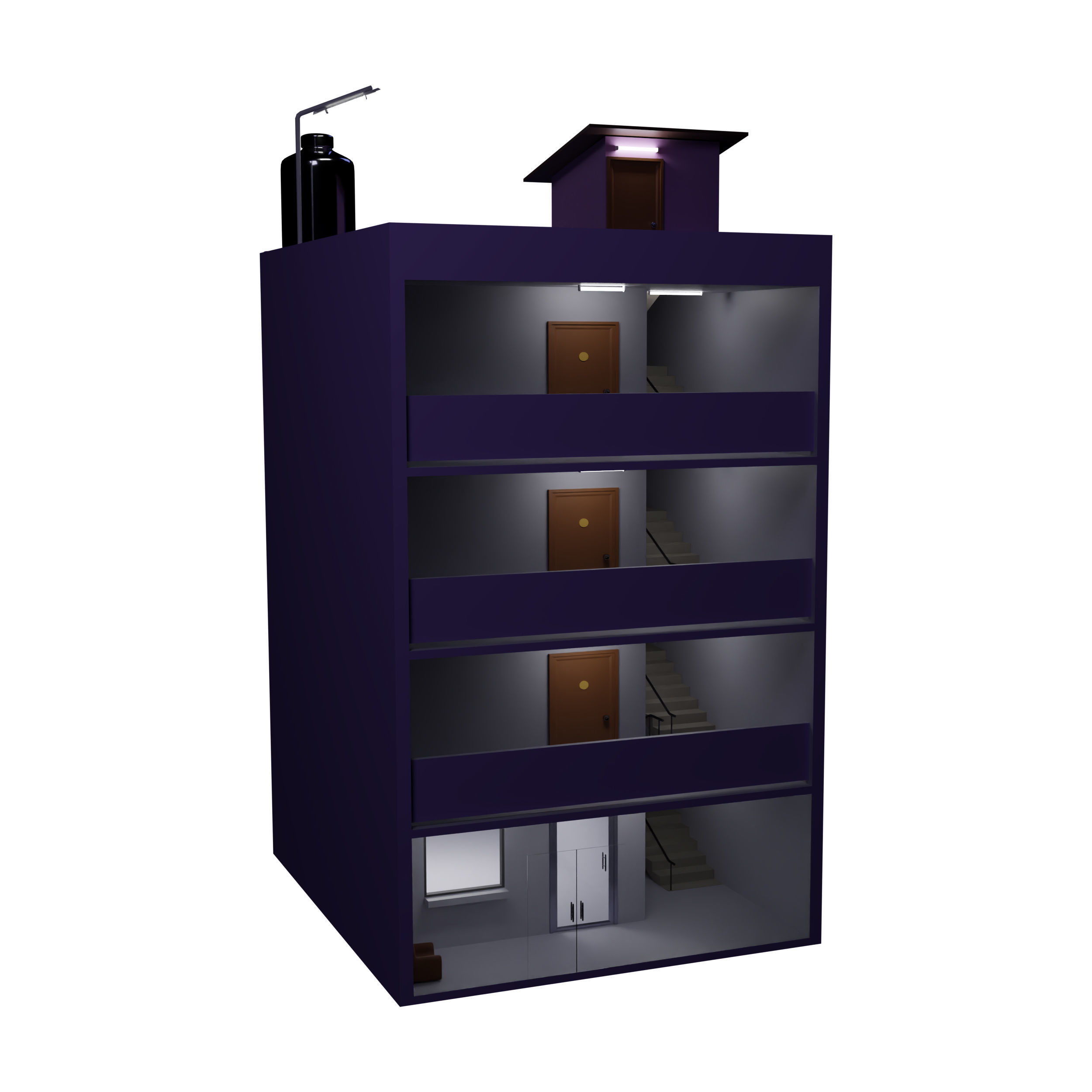 Apartment at night 3D model_4