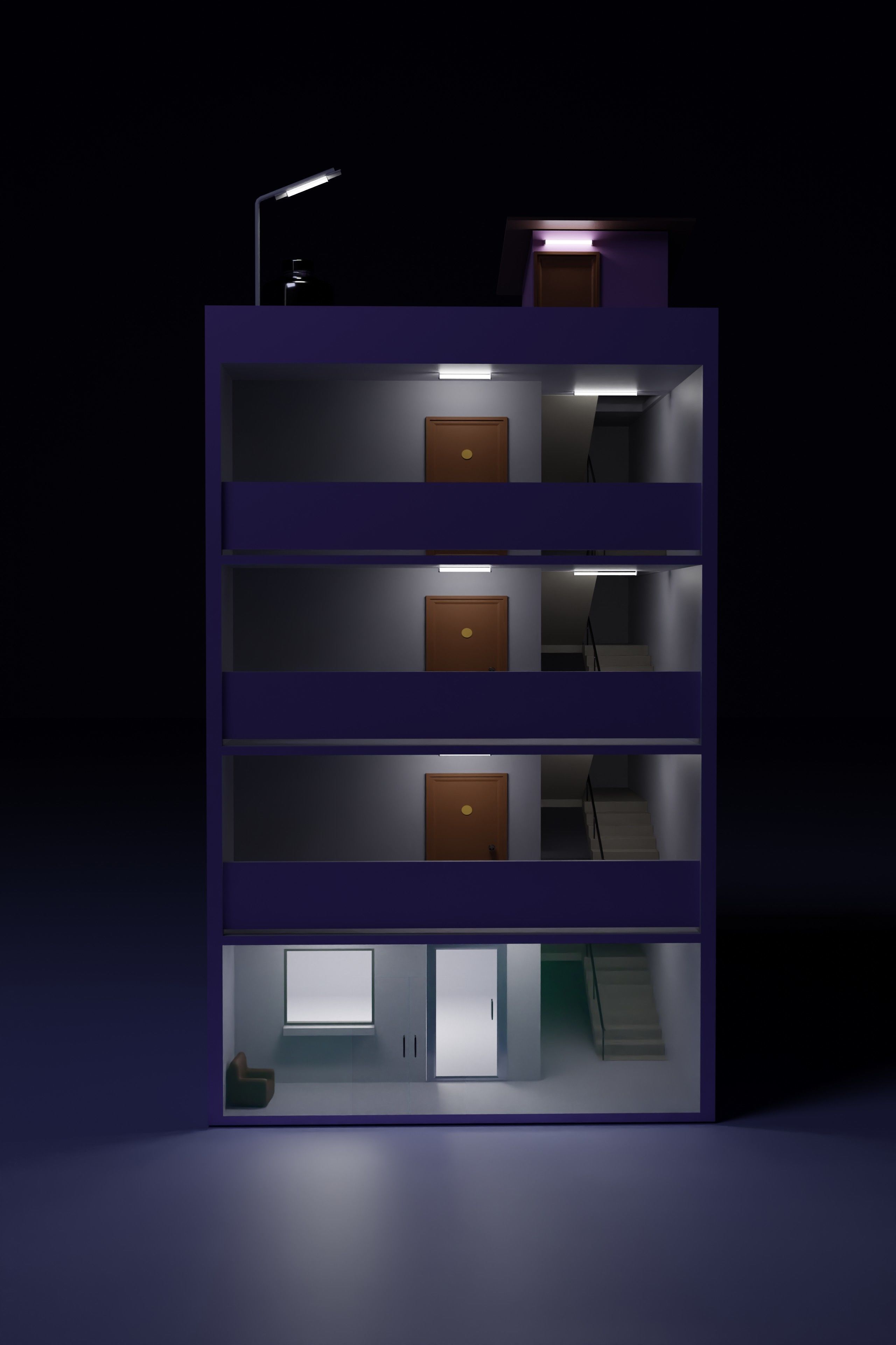 Apartment at night 3D model_5