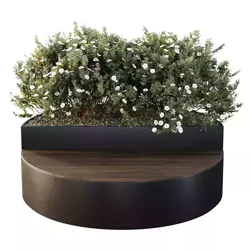 HQ Urban environment set of green plant benches 07
