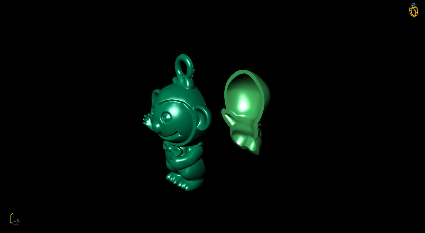 monkey pendant 3D print model 3D print model_3