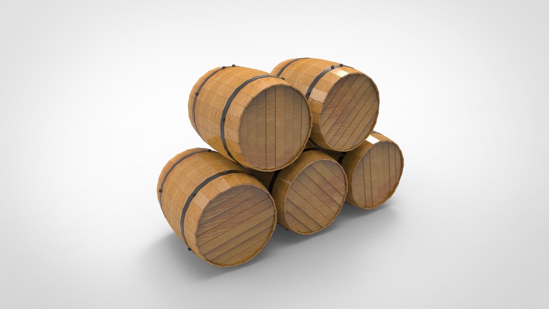 Wooden barrels 3D model_3