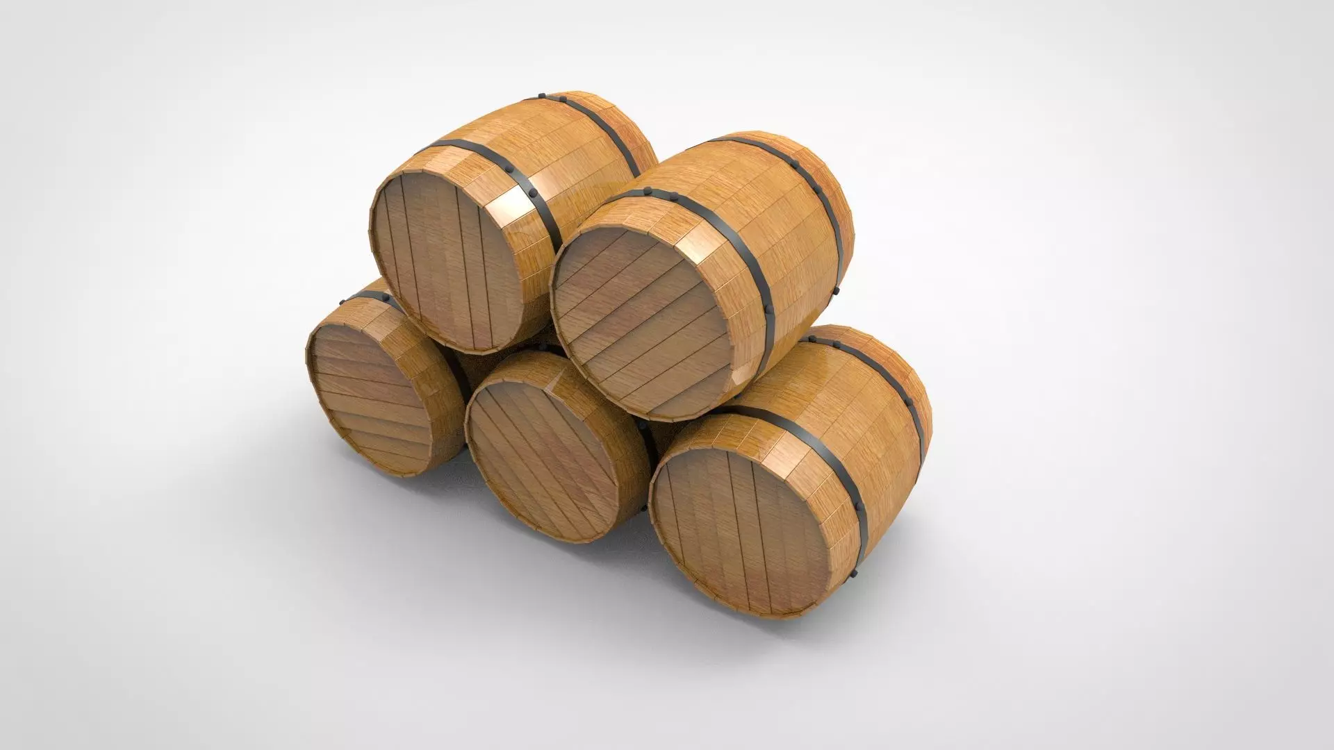 Wooden barrels 3D model_0
