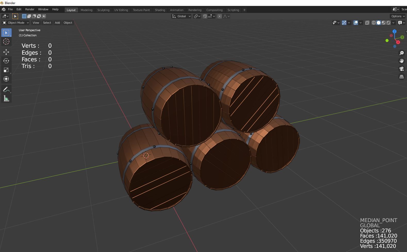 Wooden barrels 3D model_1