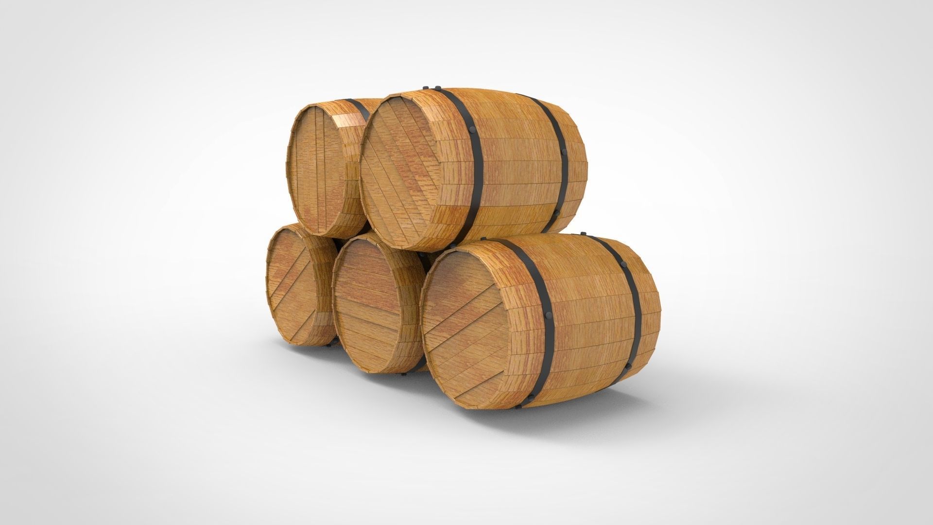 Wooden barrels 3D model_4