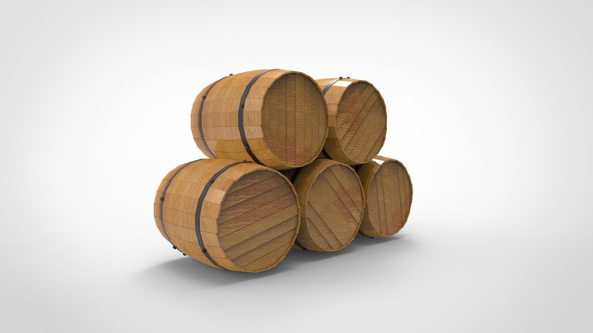Wooden barrels 3D model_2