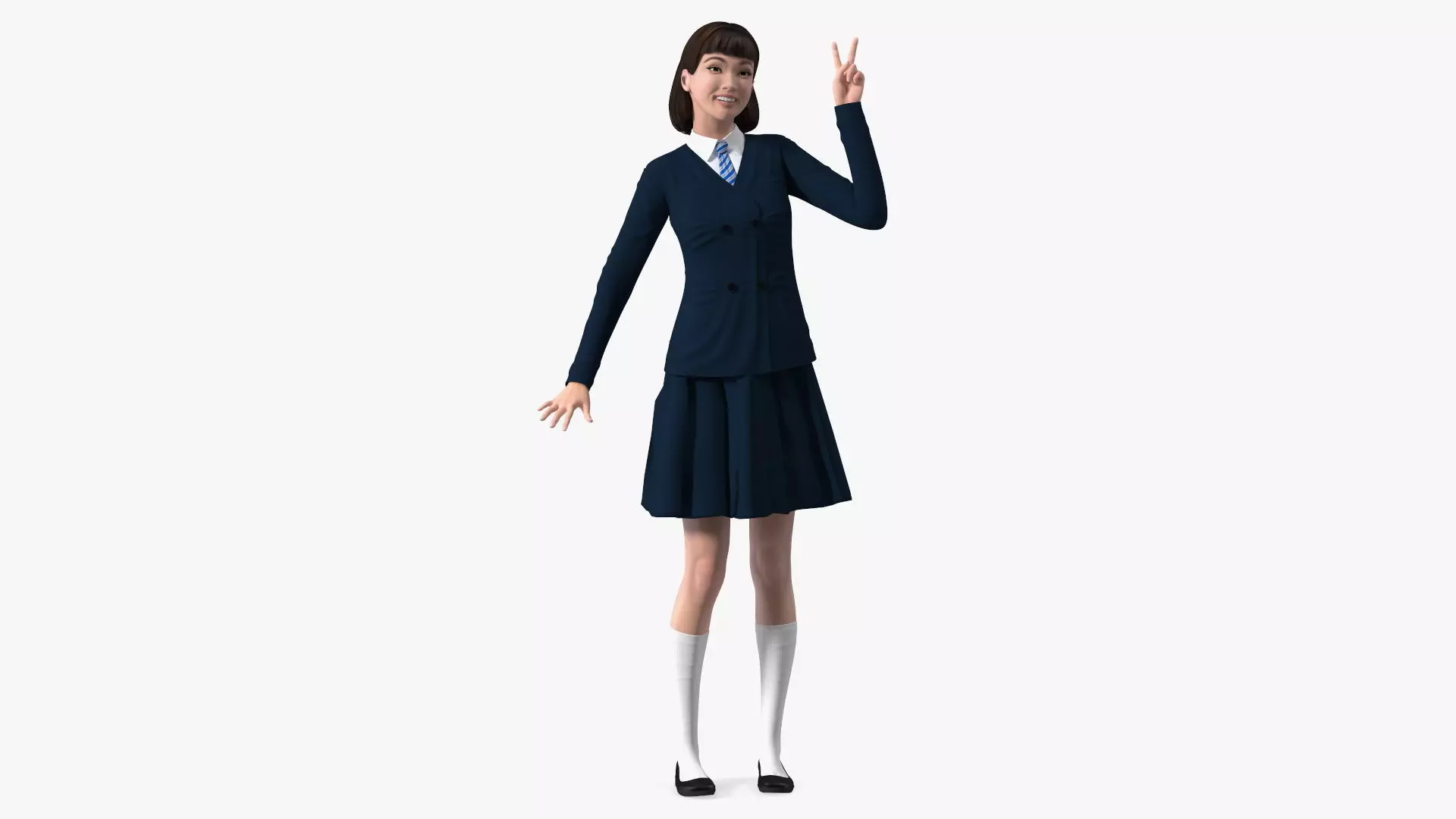 Happy Chinese Schoolgirl 3D model