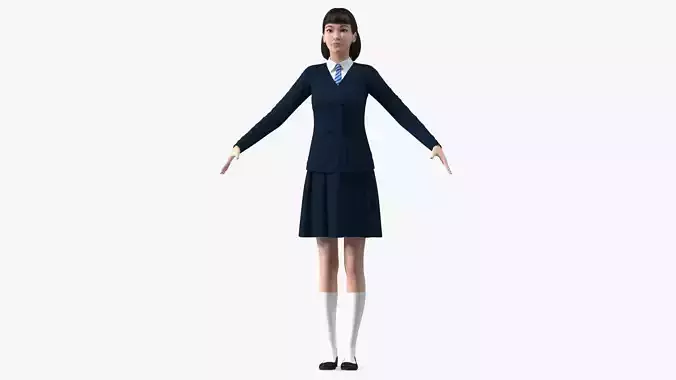 Chinese Schoolgirl Rigged 3D model