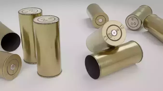 12-Gauge Brass Shotgun Shells Low-poly 3D model