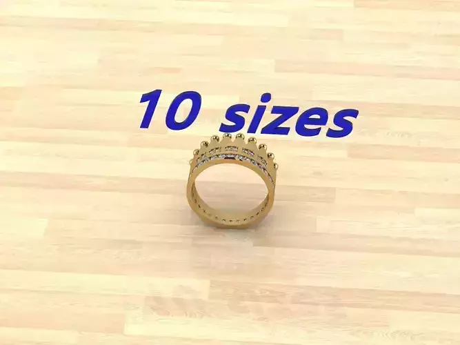 Crown ring with diamonds - 10 sizes
