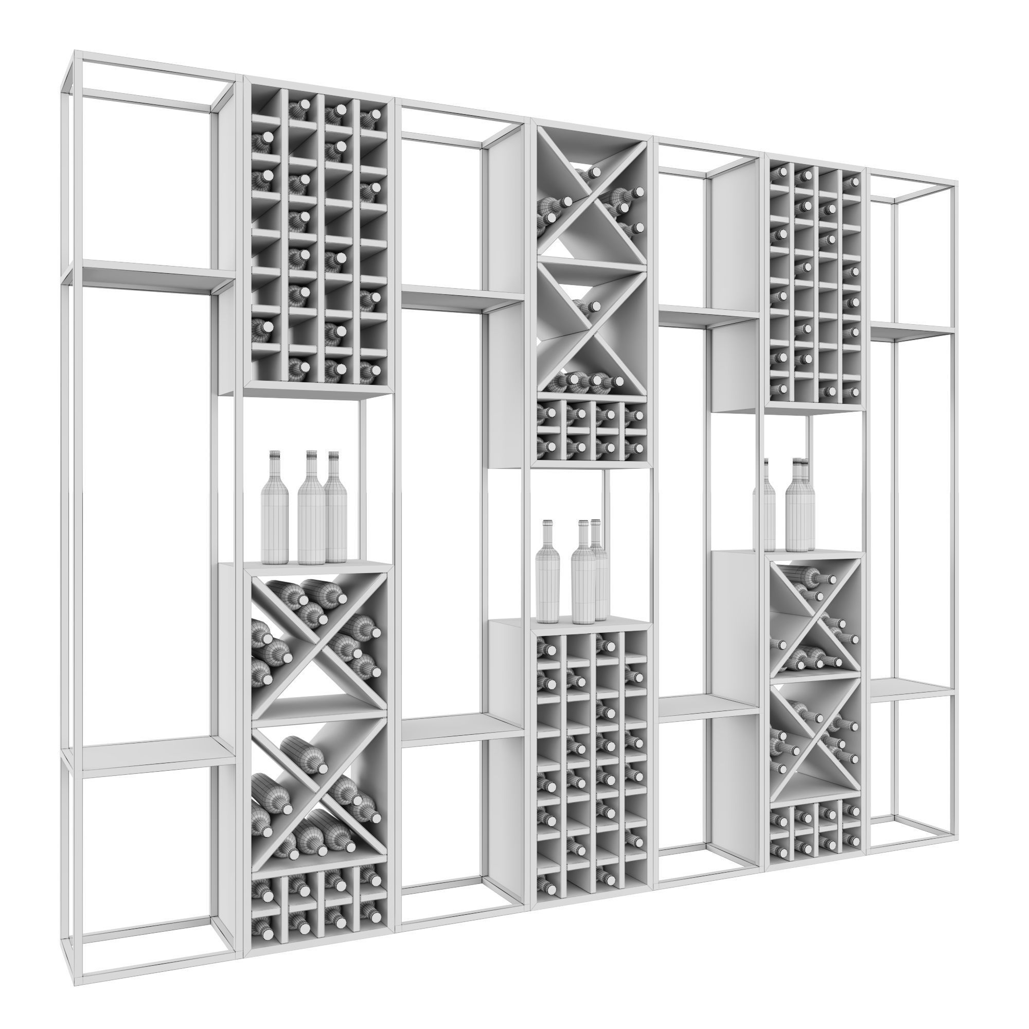 Wine Shelf 1 3D model_2