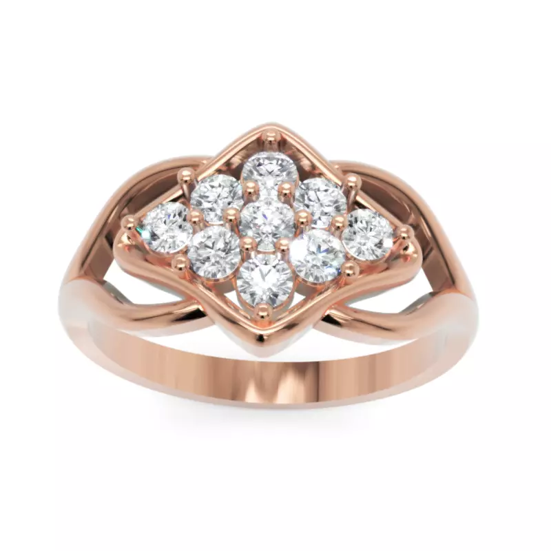 Cluster Diamond Star Ring 9 Stone 3D Model STL 3DM Free 3D print model