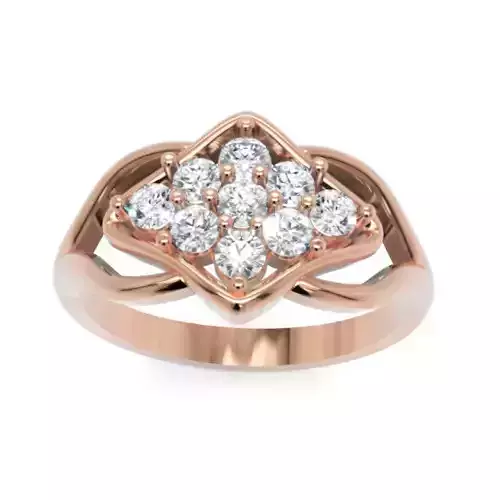 Cluster Diamond Star Ring 9 Stone 3D Model STL 3DM 3D print model