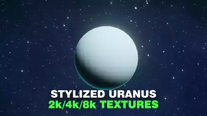Stylized Planet Uranus 3D Model 2k 4k 8k Textures Low-poly 3D model