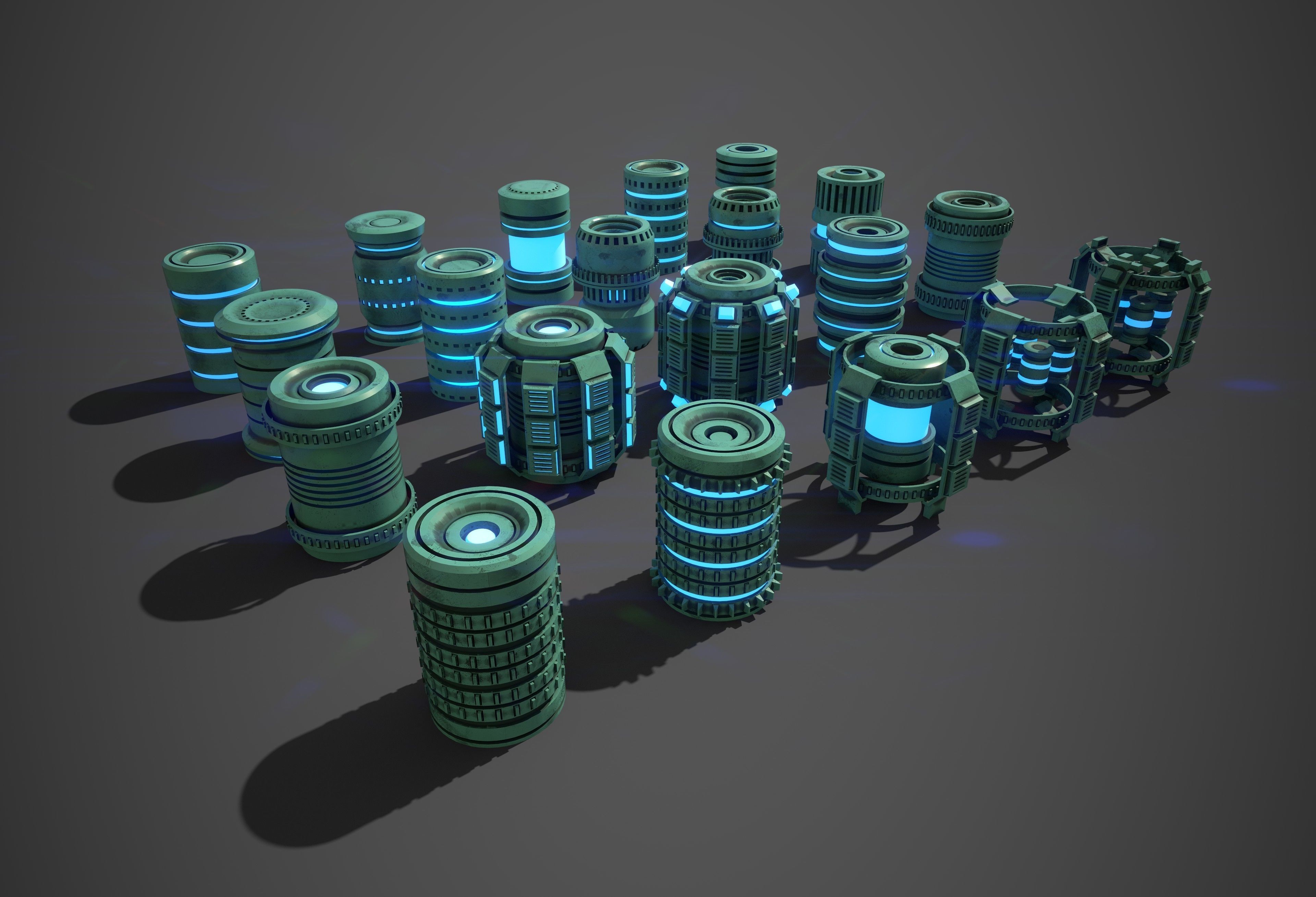 Sci-Fi Cylinder Version One Low-poly 3D model_3