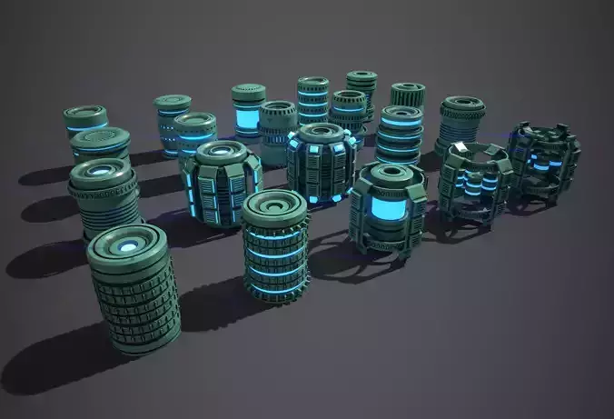 Sci-Fi Cylinder Version One Low-poly 3D model