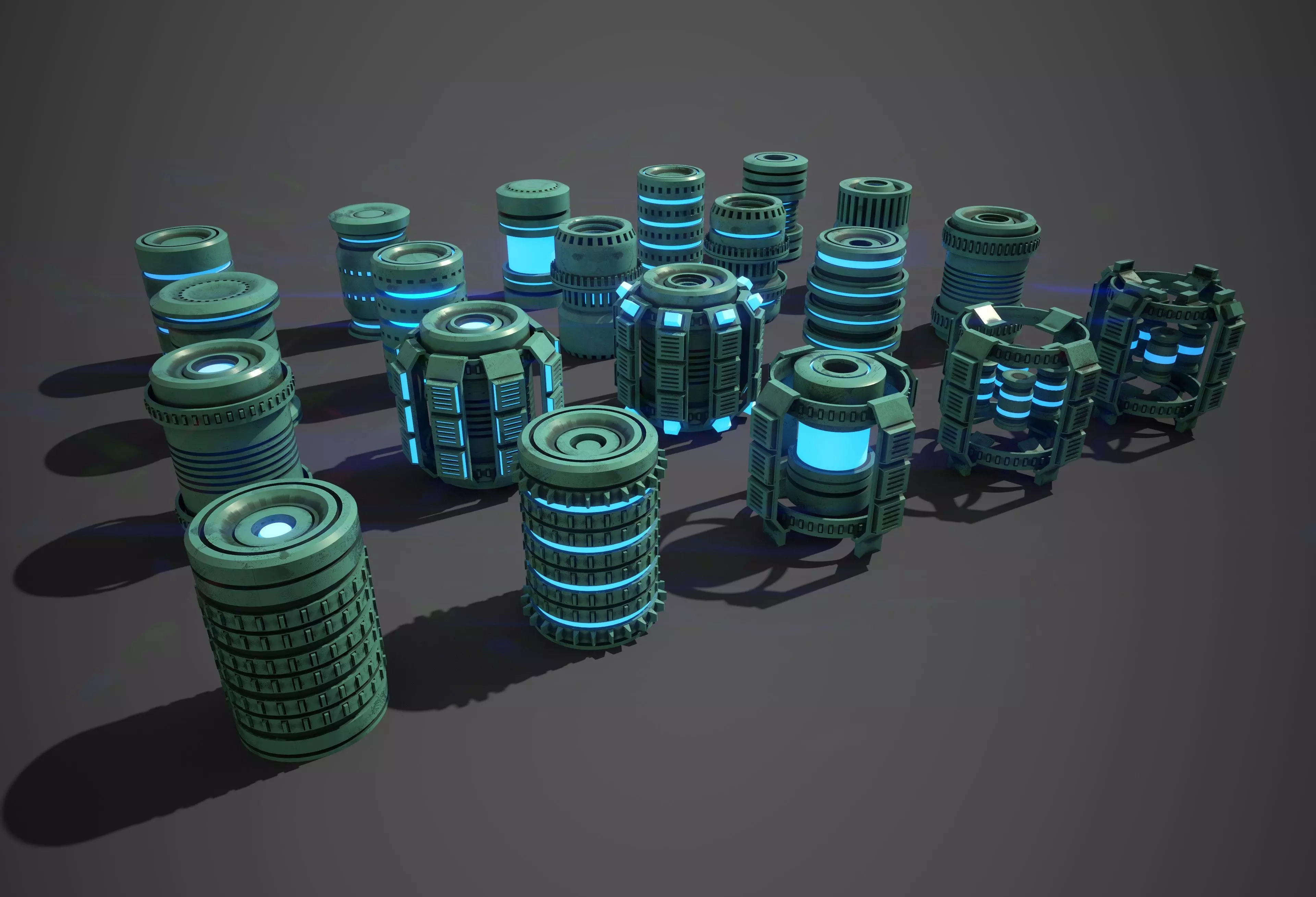 Sci-Fi Cylinder Version One Low-poly 3D model_0