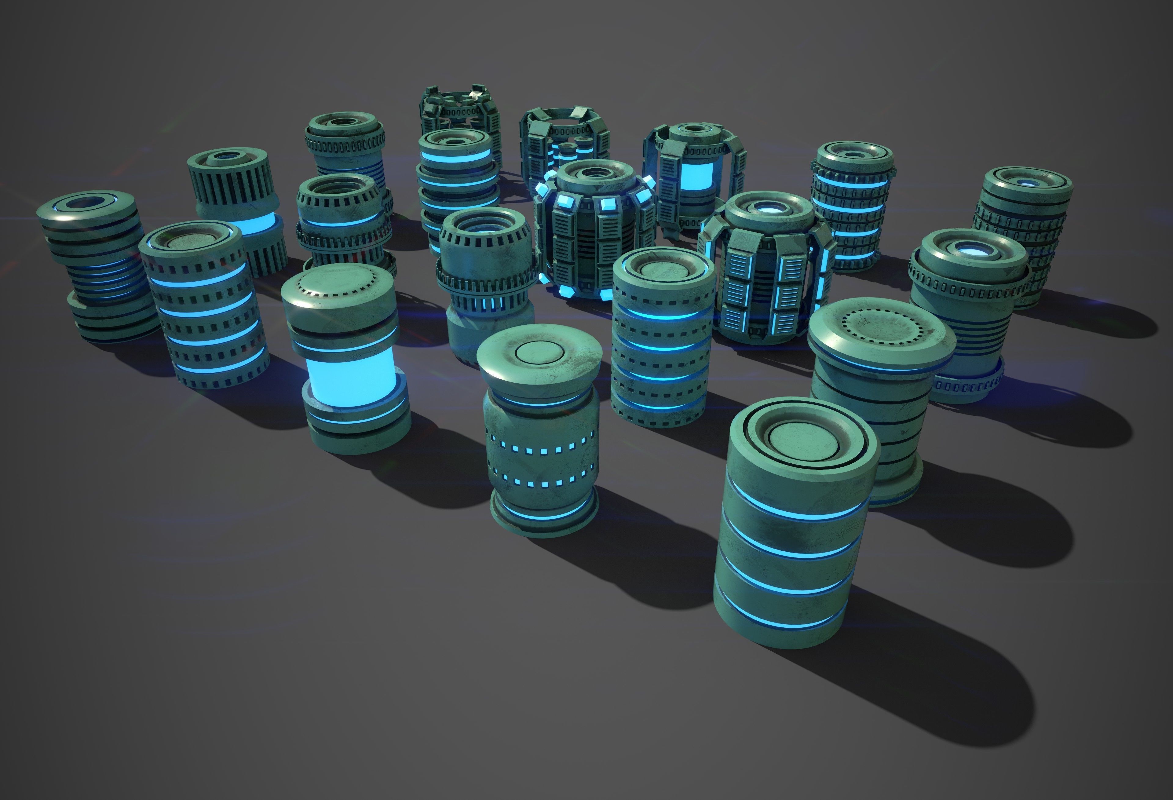 Sci-Fi Cylinder Version One Low-poly 3D model_5