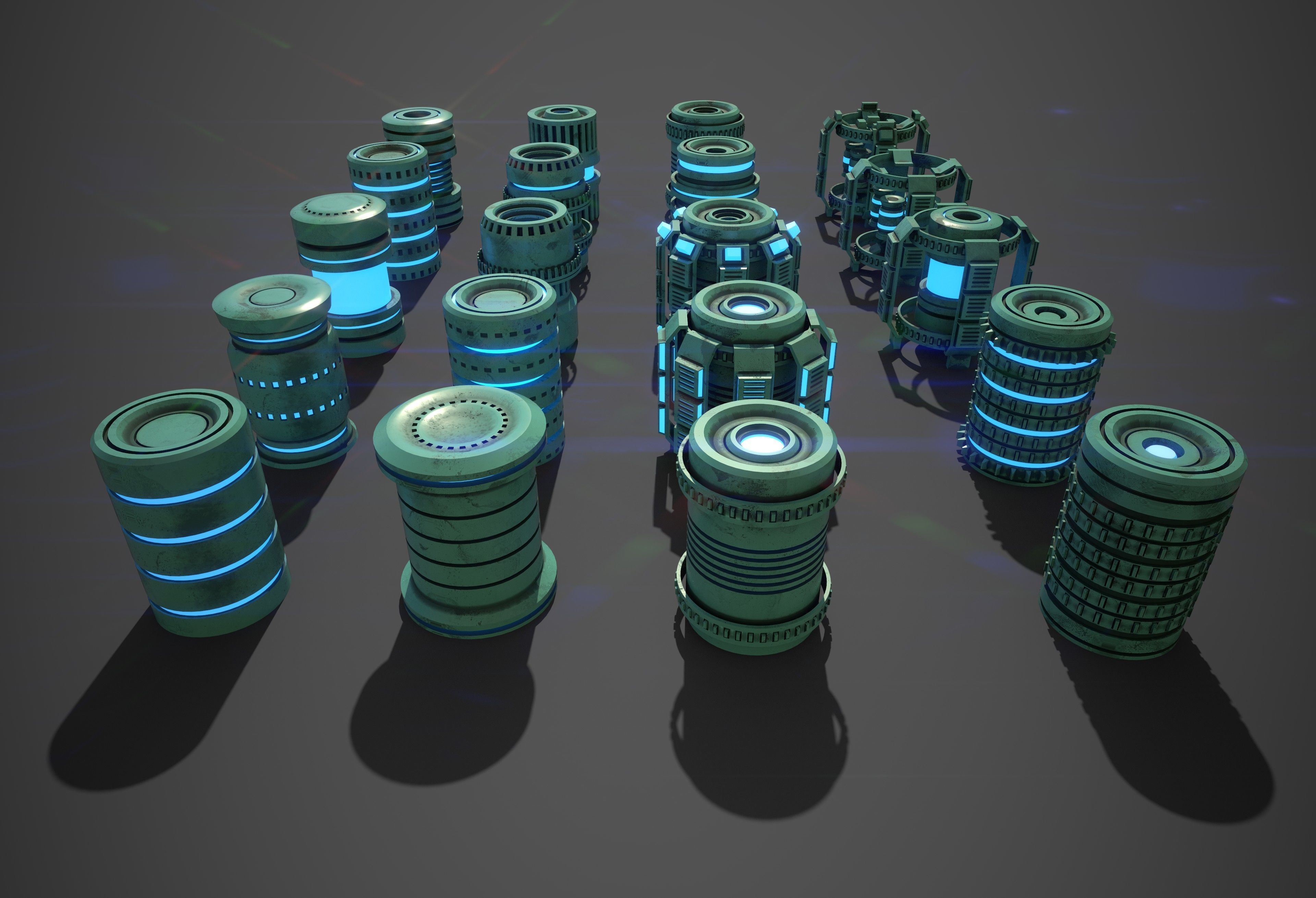 Sci-Fi Cylinder Version One Low-poly 3D model_4