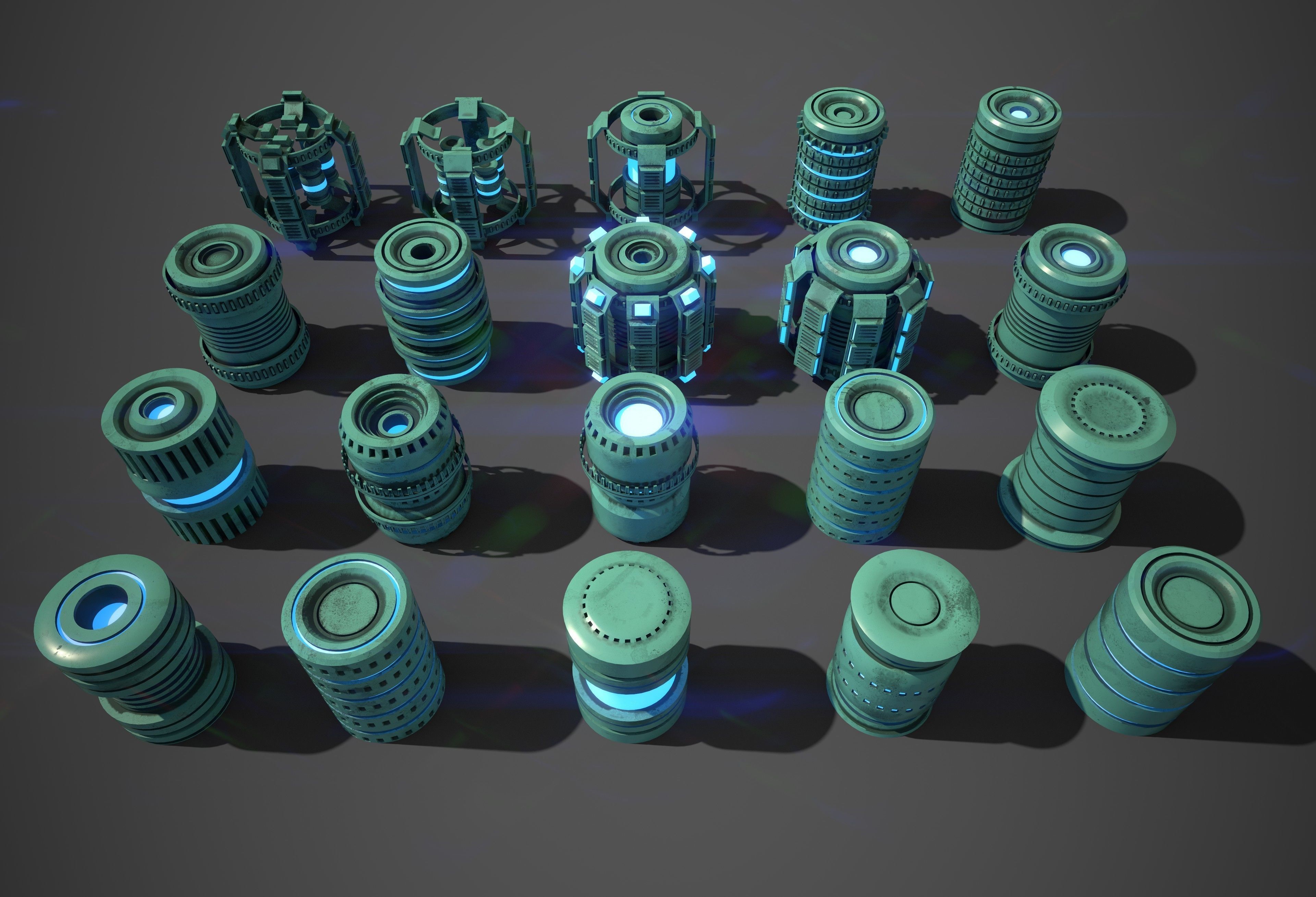 Sci-Fi Cylinder Version One Low-poly 3D model_6