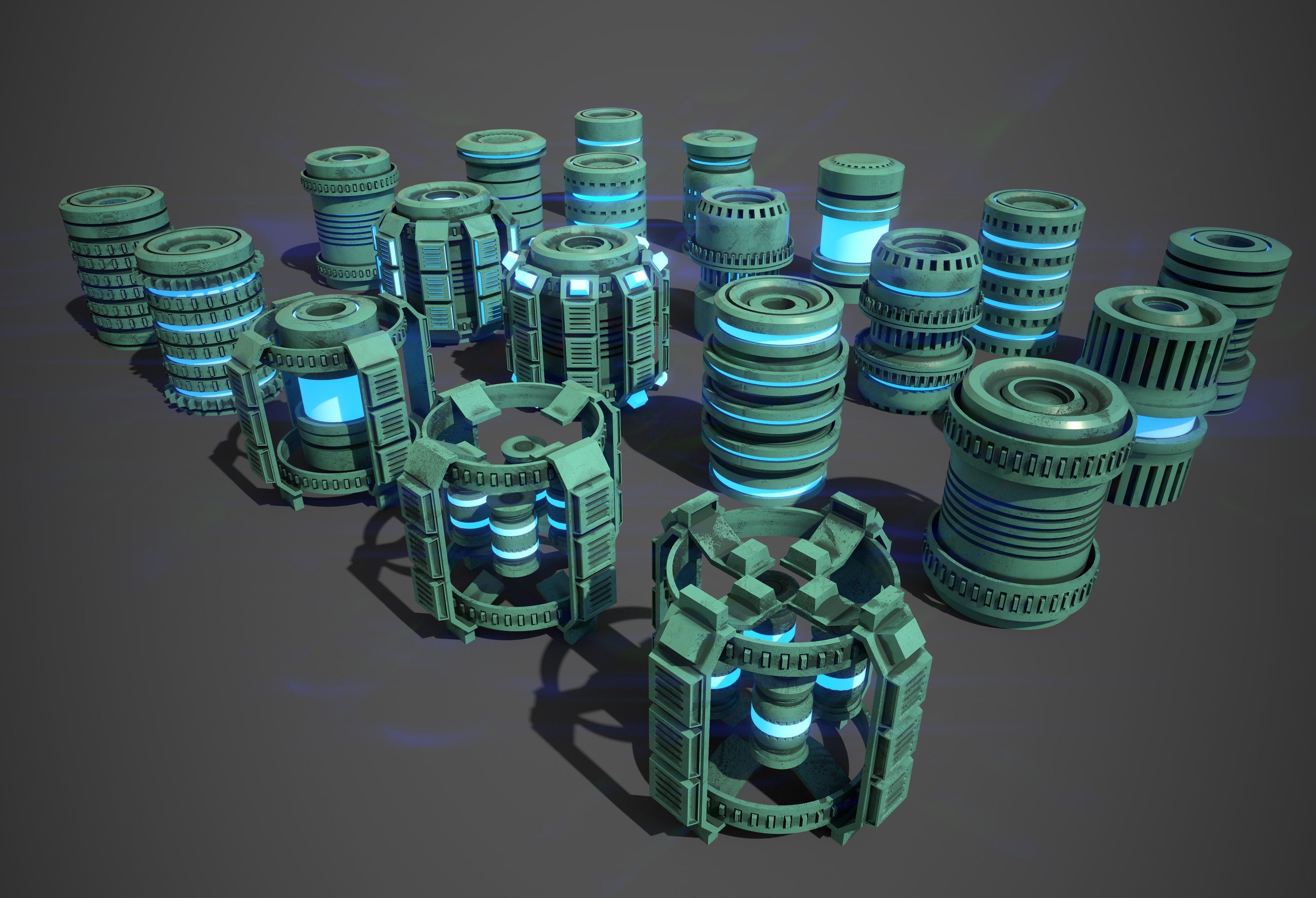 Sci-Fi Cylinder Version One Low-poly 3D model_8